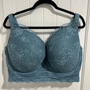 Lane Bryant Cacique Bra Lace Overlay Lined Boost Plunge Underwire Bra size 42H
